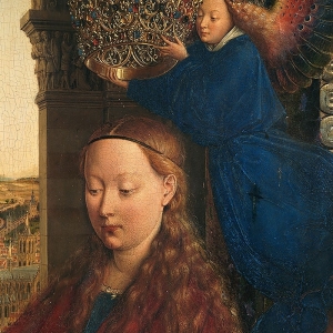 Jan van Eyck, Detail from The Virgin of Chancellor Rolin, c. 1430-34, Musée du Louvre. Foto: KIK-IRPA, Brussels. From http://closertovaneyck.kikirpa.be.