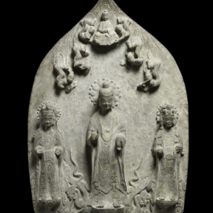 Stèle votive avec une triade bouddhique,  © MNAAG, Paris, Dist. RMN-Grand Palais /Thierry Ollivier