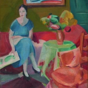 De vrouw in het blauw, 1921, Olie op doek, 165 x 140 cm