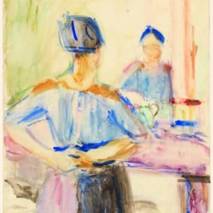 Vrouw voor de spiegel, 1915, Aquarel op papier, 49.7 x 65.2 cm