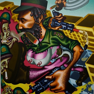 "Castro s Mother destroys Miami" (1994) (c) Peter Saul/"Artist s Rights Society", New York