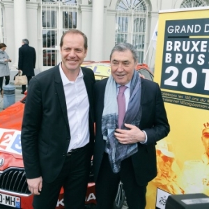 Christian Prudhomme et Eddy Merckx, lors de la presentation du "Brussels Grand Depart" 2019 (c) "Twitter TDF"