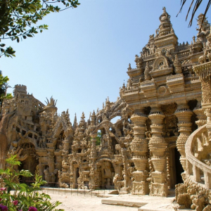 Façade Est du "Palais idéal", sis à Hauterive (Drôme), édifié par le « Facteur Cheval »