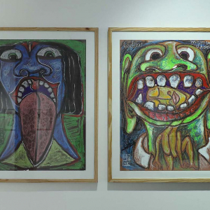 "Le Tireur de Langue"/1993 & "Le dieu mangeur d'Hommes/1992 © Pierre Bettencourt © Ph. : J. Baudoux