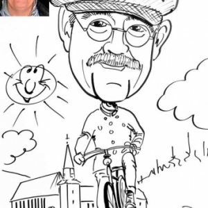 Caricature de Dirk Van Luchem, president IVCA, "International Veteran Cycle Association"
