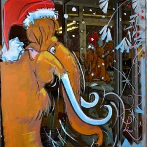 PARIS-peinture sur vitrine pour NOEL-2332