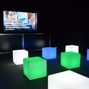  une salle de projection de films dédiés à la peinture moderniste