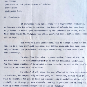 Original de la lettre de l'Association des Sinistrés au Président américain