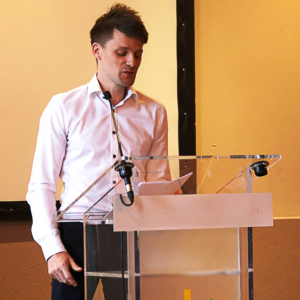 Présentation du couple Herbrand - Quirin par M. Maxime Gentgès, gymnaste ( photo Denis Dosquet 