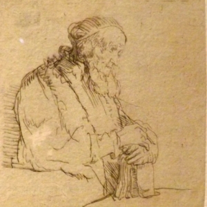Vieil homme en meditation s'appuyant sur un livre  ( vers 1645 )