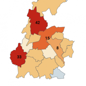 Carte de la zone frntaliere des Pays-Bas ( 33 = Maastricht )