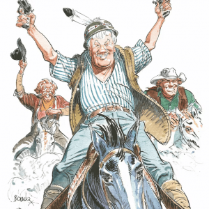 Hermann ici caricaturé par François Boucq. ©Le Lombard