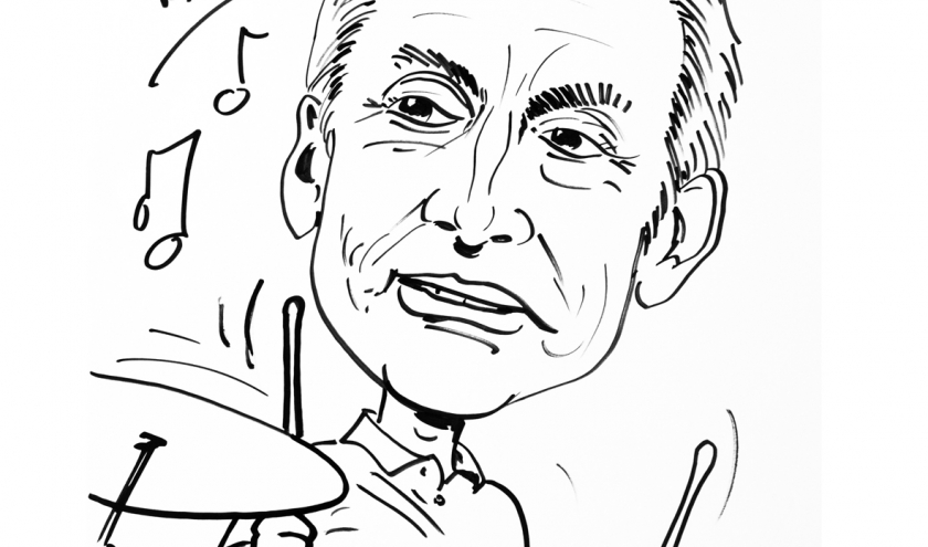 Charlie Watts , une caricature réalisée par Jean-Marie Lesage