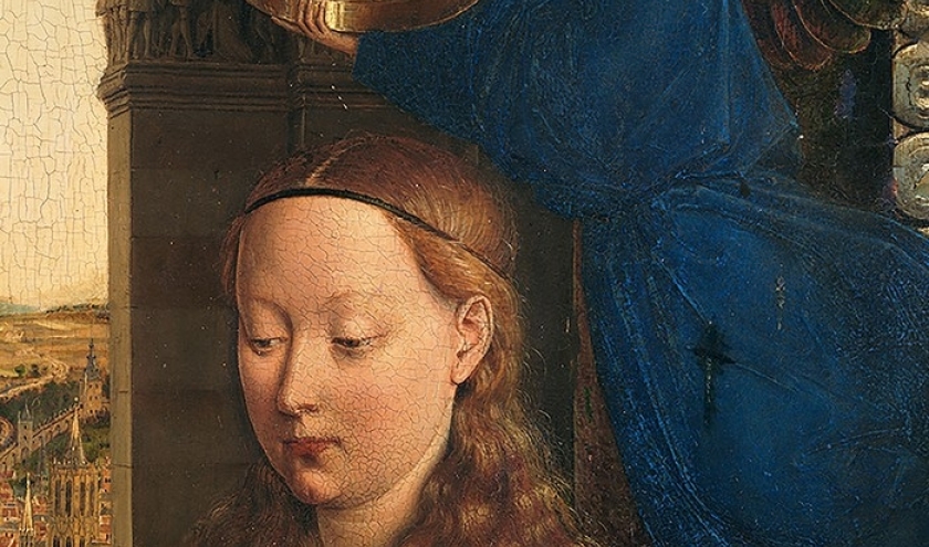 Jan van Eyck, Detail from The Virgin of Chancellor Rolin, c. 1430-34, Musée du Louvre. Foto: KIK-IRPA, Brussels. From http://closertovaneyck.kikirpa.be.