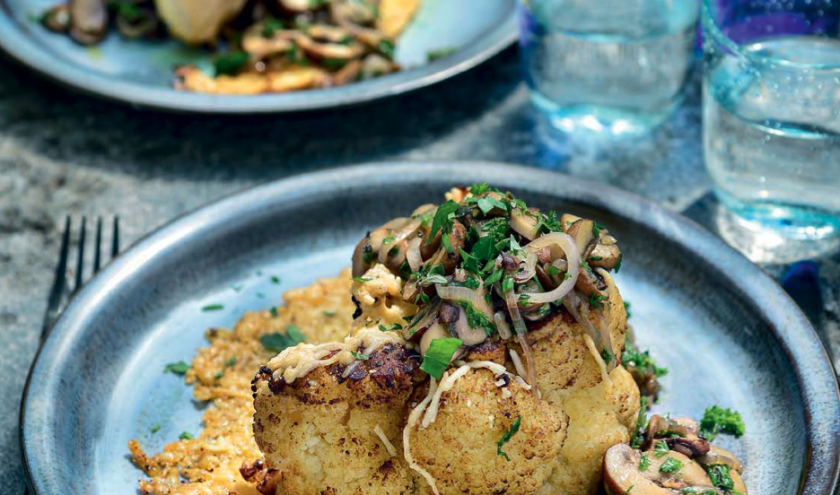 CHOU-FLEUR AU FROMAGE ET AUX CHAMPIGNONS