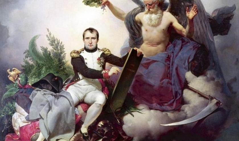 Napoléon Ier couronné par le Temps, écrit le Code Civil, Jean-Baptiste Mauzaisse, 1833.  ( GETTY IMAGES )