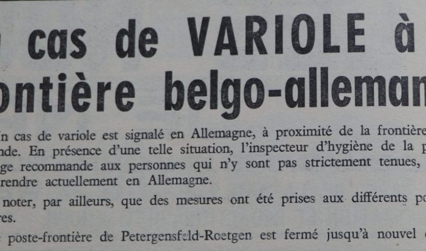Cas de variole ( " Nouvelles de Malmedy du 3 février 1962 " )
