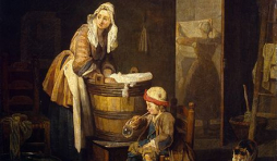 La célèbre Blanchisseuse, de Jean-Baptiste Siméon Chardin (XVIIIe siècle) musée de l'Ermitage de St-Pétersbourg), France ...