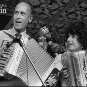 Yvette Horner, avec Giscard d'Estaing, ministre des Finances, 1973.