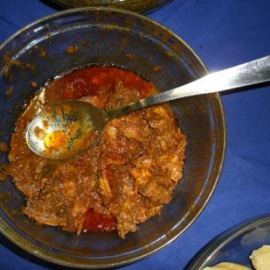ce qu'il reste de poulet sauce moambe (avec huile de palme)