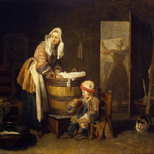 La célèbre Blanchisseuse, de Jean-Baptiste Siméon Chardin (XVIIIe siècle) musée de l'Ermitage de St-Pétersbourg), France ...