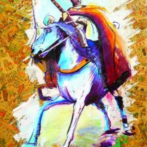 cavalier tunisien sur collage
