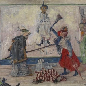 James Ensor Geraamten twistend om een gehangene, 1891, doek/paneel 59 x 74 © 