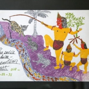 "Yoi repeche le peuple Maguta" (1991), dessin de Pedro Inacio Pinheiro Ngematucu