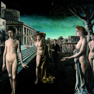 "L Aube sur la Ville" (Paul Delvaux/1940/175 x 202) (c) "Foundation Paul Delvaux" / "SABAM Belgium 2019" 