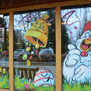 peinture sur vitrine pour PAQUES