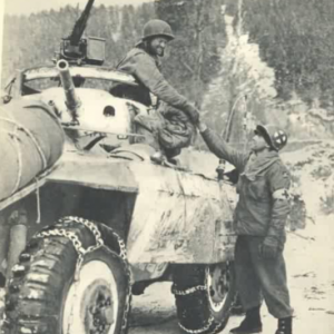 Jonction de la 3eme et de la 1ere Armee US a Houffalize le 16 janvier 1945