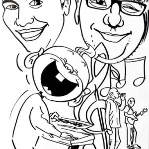 Animation caricature naissance fils organiste