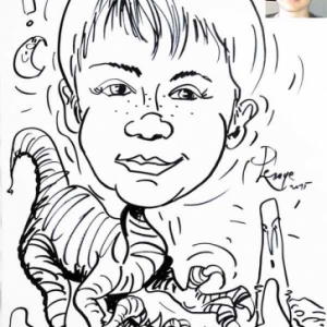 caricature minute en dinosaure