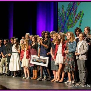 Les laureats et remettants sur la scene du Theatre de Namur