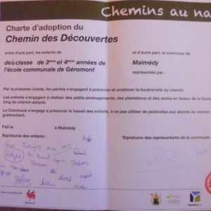 Charte signee par les eleves de Geromont