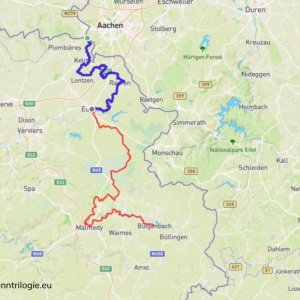 1. La Fagne du Nord ( des Trois-Frontières à Eynatten (24 km), puis d’Eynatten à Eupen (18,9 km). 