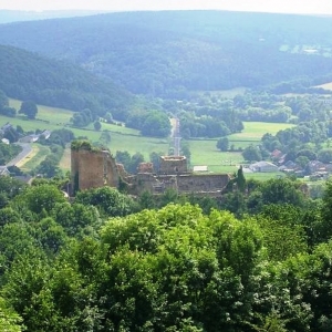 Le château de Franchimont vu d'en haut 