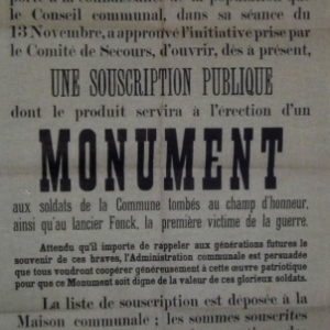 La souscription publique pour l' erection du monument