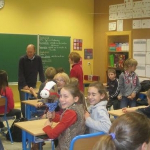 "Tintin" devant la classe