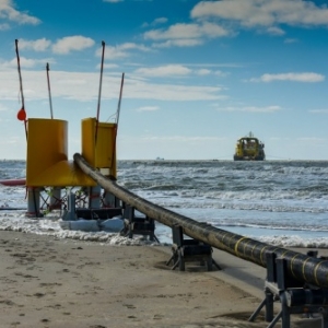 Installation du réseau modulaire offshore (MOG) / photo Elia