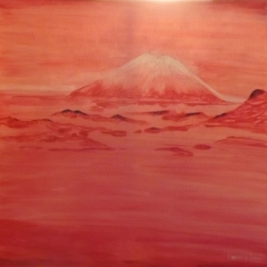 Mont Fuji dans les nuages roses du matin