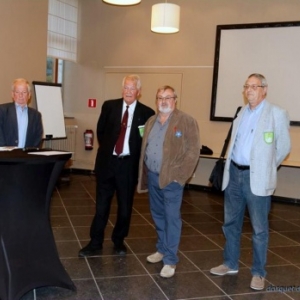 Conference de presse : M. Denis, Echevin de la Culture ; M. Halleux, President de MalmedyFolklore; les auteurs du livre ( Photo : D. Dosquet )