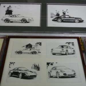 Dessins de vehicules realises a l'encre de Chine