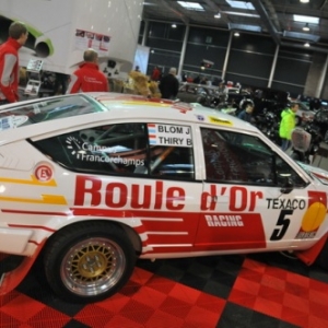 L'Alfa Romeo GTV6 de Bruno Thiry, ici au Motor show de Liege trop vite contrainte a l abandon