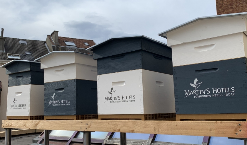 Des ruches sur le toit du Martin's Brussels EU 